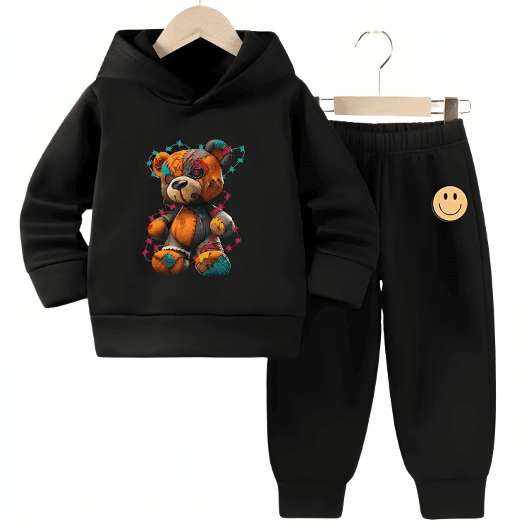 Colorful Bear Fleece Hoodie Tracksuit - Kin Trends