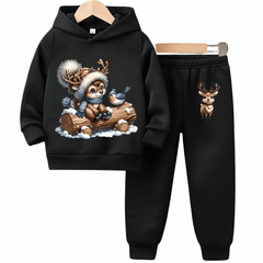 Cute Deer Fleece Hoodie Tracksuit - Kin Trends