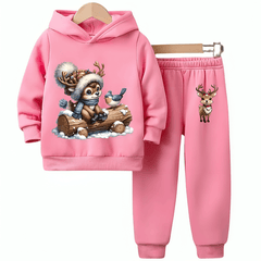Cute Deer Fleece Hoodie Tracksuit - Kin Trends