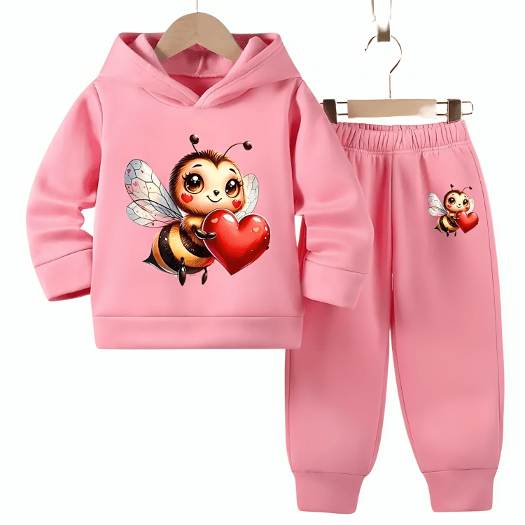Love Bee Fleece Hoodie Tracksuit - Kin Trends
