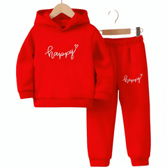 Happy Fleece Hoodie Tracksuit - Kin Trends