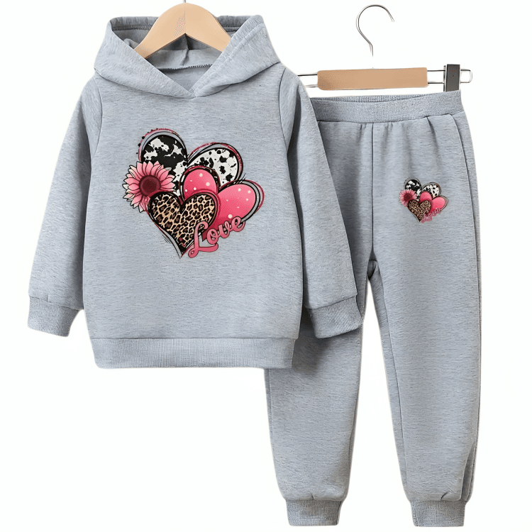 Hearts Fleece Hoodie Tracksuit - Kin Trends