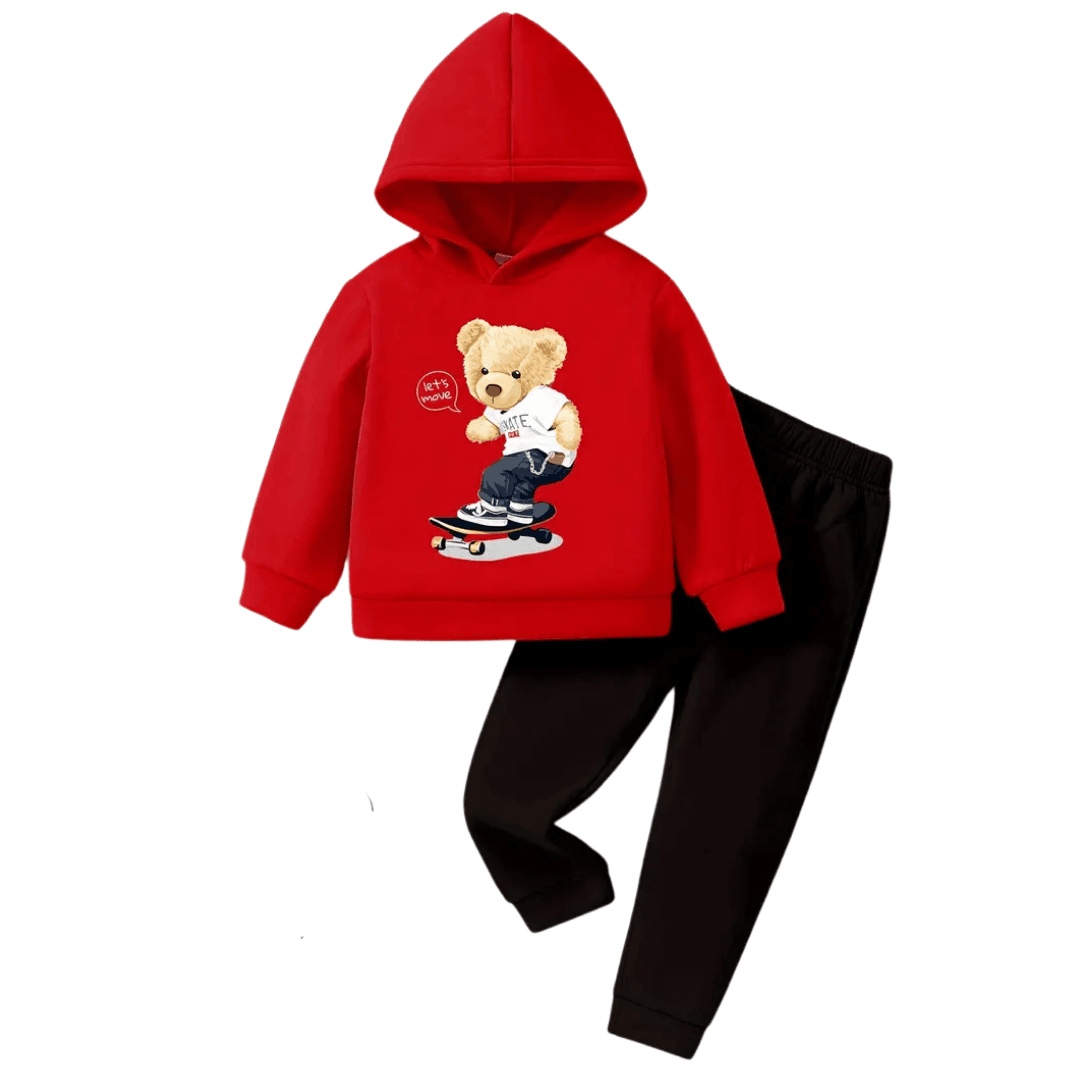 Skater Bear Multiple Fleece Hoodie Tracksuit - Kin Trends