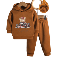 Racer Bear Fleece Hoodie Tracksuit - Kin Trends
