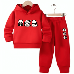 Panda Fleece Hoodie Tracksuit - Kin Trends