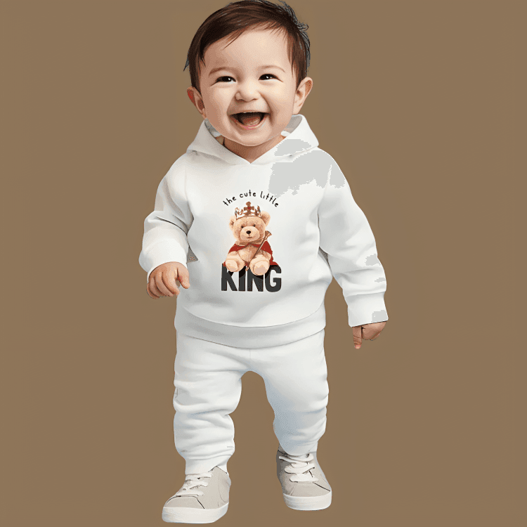 Cute Little King Bear Hoodie Tracksuit - Kin Trends