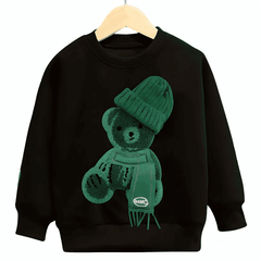 (Not Embroidered) Printed Greeny Bear Fleece Sweatshirt - Kin Trends