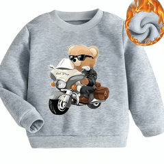 Biker Bear Fleece Sweatshirt - Kin Trends