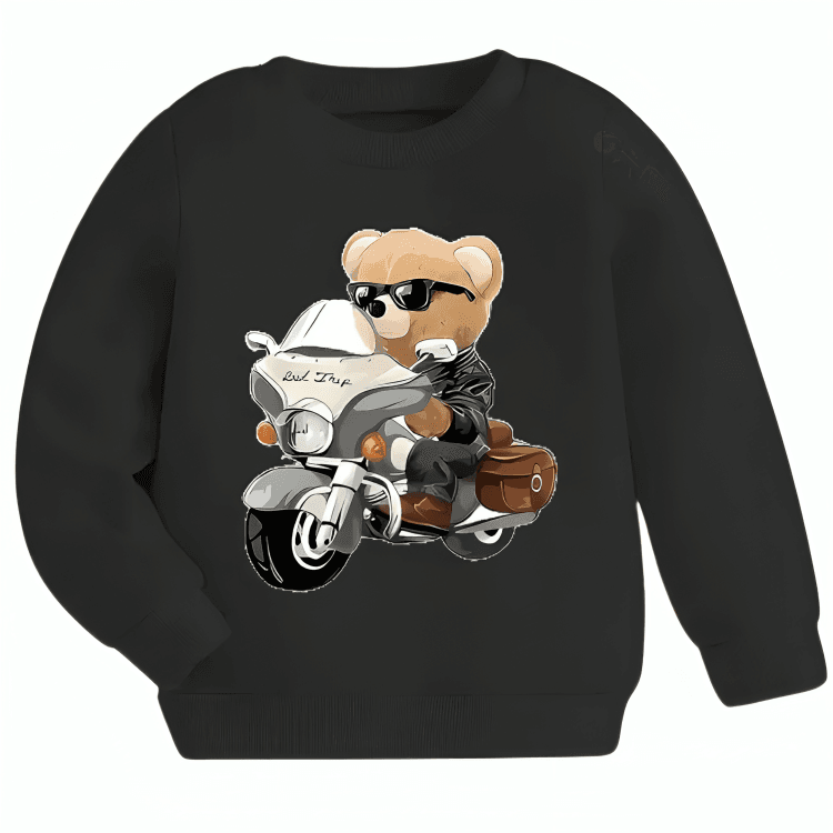Biker Bear Fleece Sweatshirt - Kin Trends