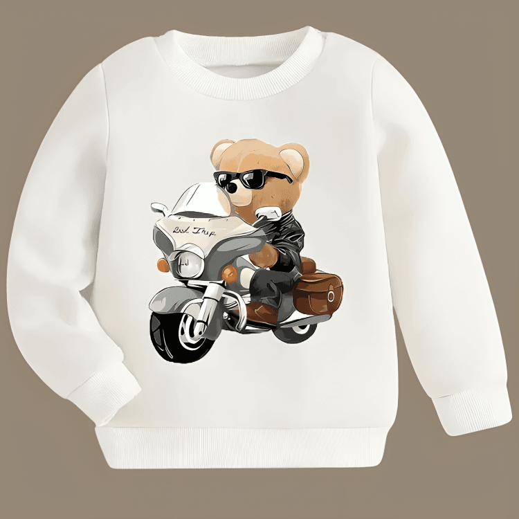 Biker Bear Fleece Sweatshirt - Kin Trends