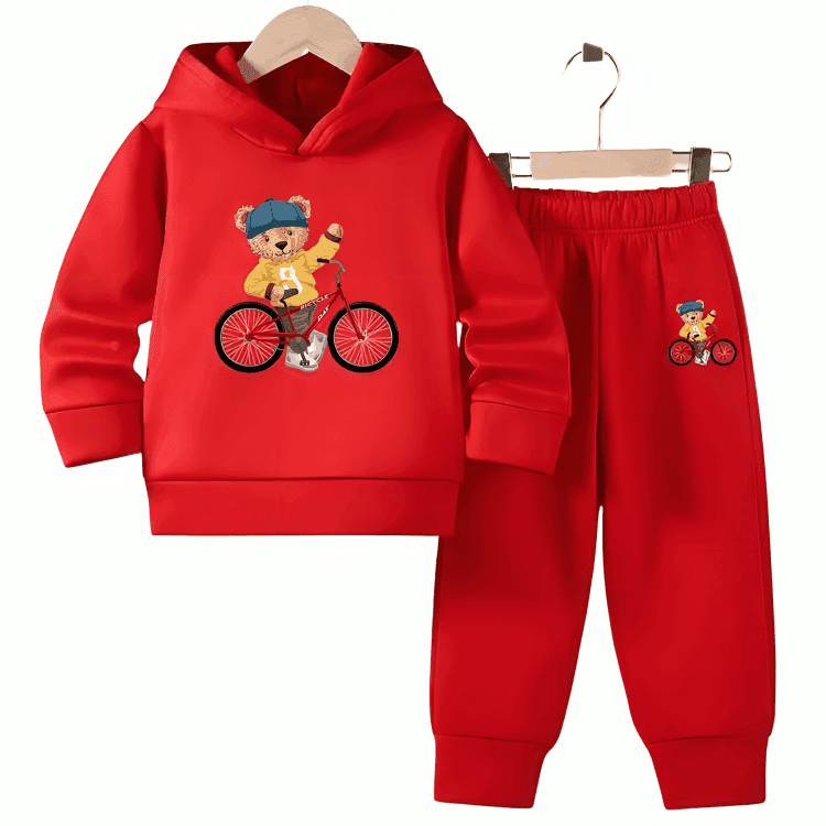 Bicycle Bear Fleece Hoodie Tracksuit - Kin Trends