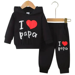 I Love Papa Fleece Hoodie Tracksuit - Kin Trends
