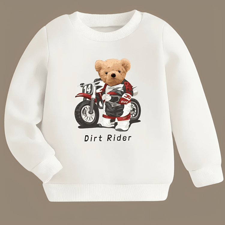 Biker Bear Fleece Sweatshirt - Kin Trends