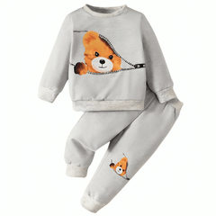 Shy Bear Fleece Tracksuit - Kin Trends