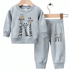 Cute Giraffe Fleece Tracksuit - Kin Trends