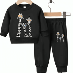Cute Giraffe Fleece Tracksuit - Kin Trends