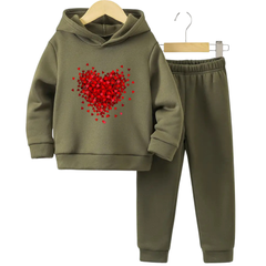 New Red Heart Hoodie Tracksuit