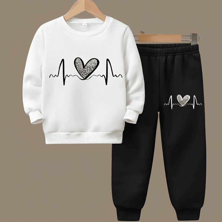 Heartbeat Line Fleece Tracksuit - Kin Trends