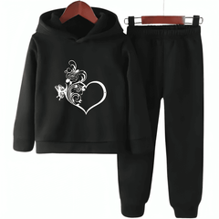 Girls Heart Fleece Hoodie Tracksuit - Kin Trends