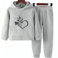 Girls Heart Fleece Hoodie Tracksuit - Kin Trends