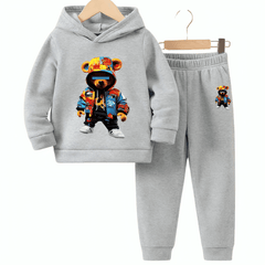 Colorful Bear Fleece Hoodie Tracksuit - Kin Trends