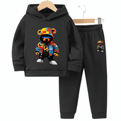 Colorful Bear Fleece Hoodie Tracksuit - Kin Trends