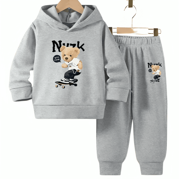 Skater Bear Multiple Fleece Hoodie Tracksuit - Kin Trends