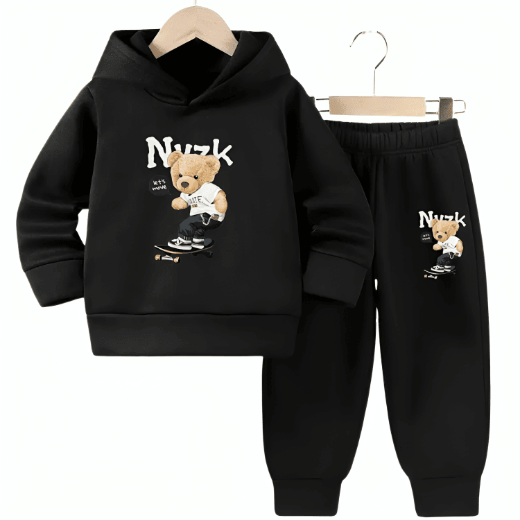 Skater Bear Multiple Fleece Hoodie Tracksuit - Kin Trends