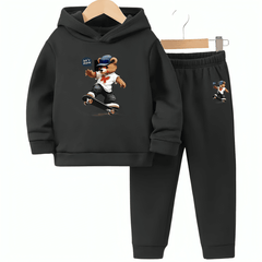 Skater Bear Multiple Fleece Hoodie Tracksuit - Kin Trends