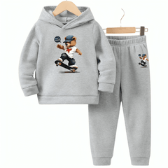 Skater Bear Multiple Fleece Hoodie Tracksuit - Kin Trends