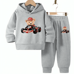 Racer Bear Fleece Hoodie Tracksuit - Kin Trends