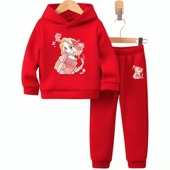 Girls Doll Fleece Hoodie Tracksuit - Kin Trends