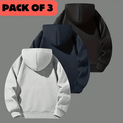 Pack Of 3 Plain Solid Color Winter sweatshirt and hoodie for boys and girls - Kin Trends