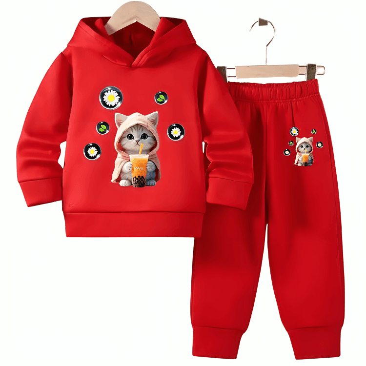 Cutest Cat Fleece Hoodie Tracksuit - Kin Trends