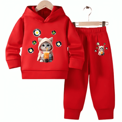 Cutest Cat Fleece Hoodie Tracksuit - Kin Trends
