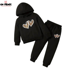 Golden Hearts Hoodie Tracksuit - Kin Trends