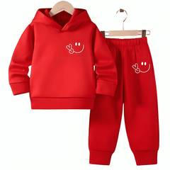 Smiley Fleece Hoodie Tracksuit - Kin Trends