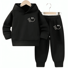 Smiley Fleece Hoodie Tracksuit - Kin Trends