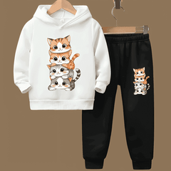 Cats Fleece Hoodie Tracksuit - Kin Trends