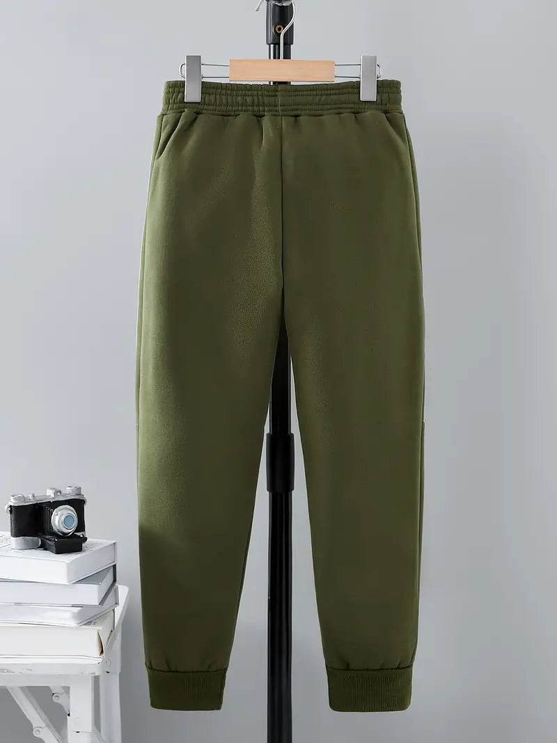 Olive Green Fleece Trouser Winter trousers for boys and girls - Kin Trends