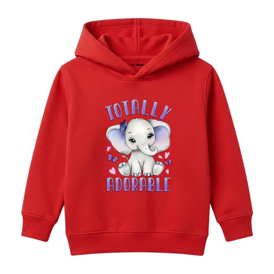 Totally Adorable Baby Elephant Butterfly Slogan Kids Winter Fleece Hoodie