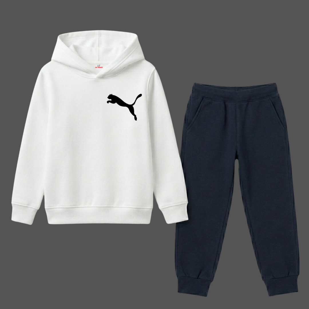 PMA D2 Minimalist Cat Kids Winter Fleece Tracksuit - 2 Pcs