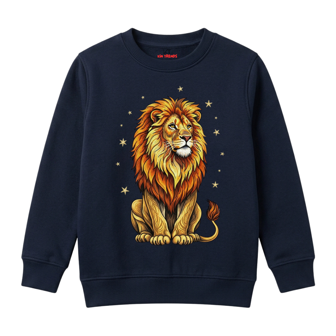 Majestic Lion King Stars Graphic Printed Kids Winter Sweatshirt