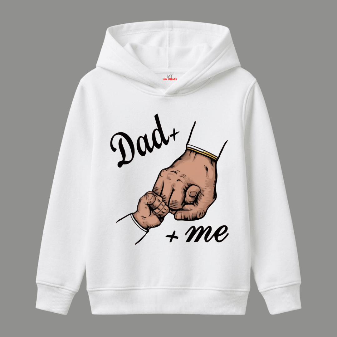 Dad and Me Fist Bump Fatherhood Graphic Kids Winter Fleece Hoodie