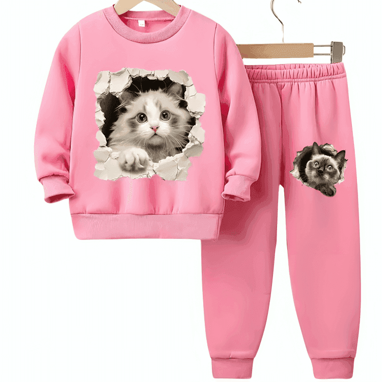 Cat Fleece Tracksuit - Kin Trends