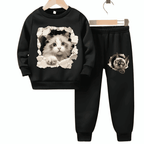 Cat Fleece Tracksuit - Kin Trends