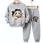 Cat Fleece Tracksuit - Kin Trends