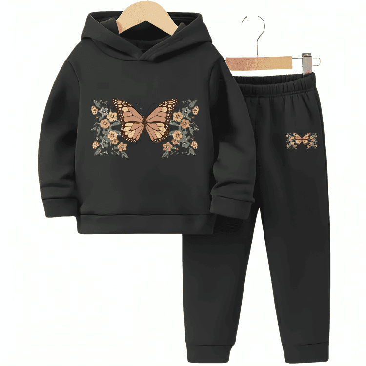 Butterfly Fleece Hoodie Tracksuit - Kin Trends