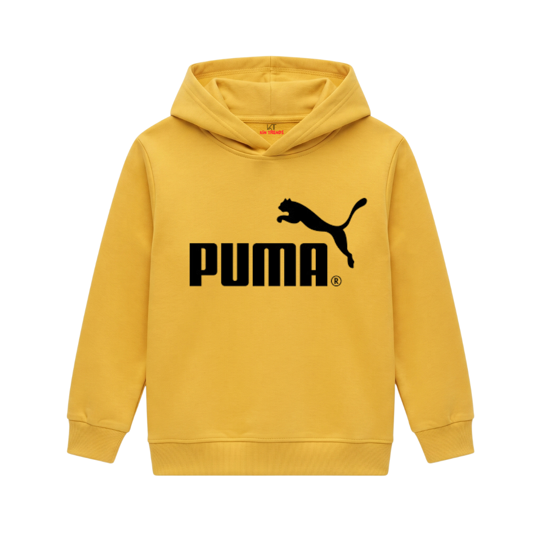 PMA D4 Classic Big Text Jumping Cat Logo Kids Winter Fleece Hoodie