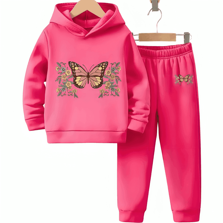 Butterfly Fleece Hoodie Tracksuit - Kin Trends